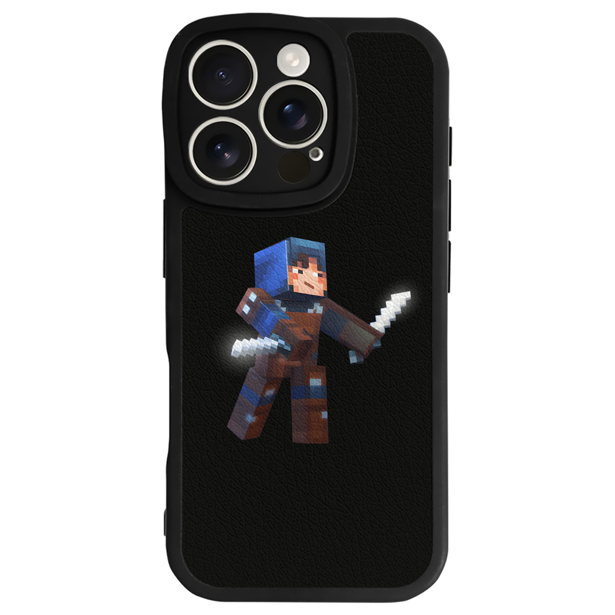 （画像用） マインクラフト ブロックの世界 Minecraft MC Block world 【iPhone 16シリーズ対応】シリコンスマホケース（レザー調） 材質：シリコン